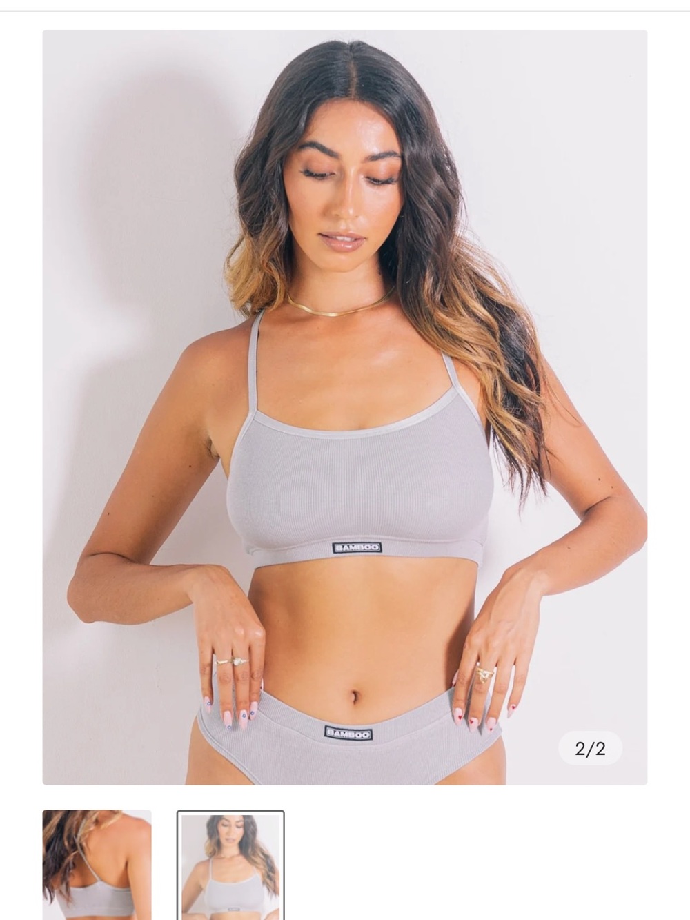 New bamboo rib high bralette medium